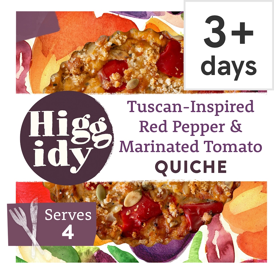 image 1 of Higgidy Tuscan-Inspired Red Pepper & Marinated Tomato Quiche with Smoky Aubergine 400g