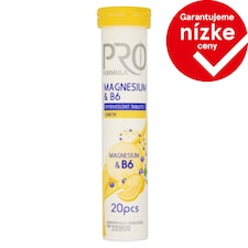 Tesco Pro Formula Šumivé tablety s magnéziom a vitamínom B6 s príchuťou citróna 20 tabliet 80 g