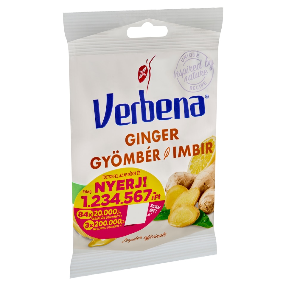 Verbena töltött keménycukorka édesítőszerekkel, gyömbérrel és C vitaminnal 60 g  1. kép