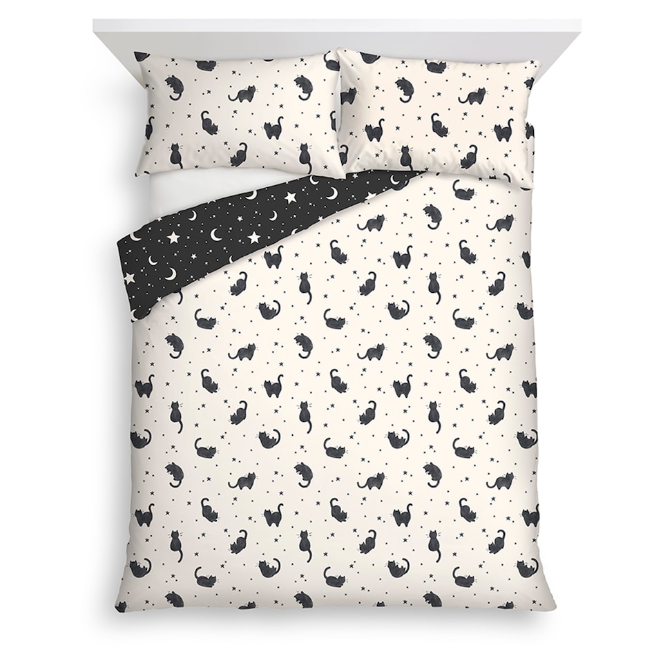 F&F Home Black Cat Duvet Set Double
