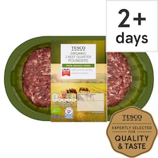 Tesco Organic Beef Quarter Pounders 2 Pack 227g