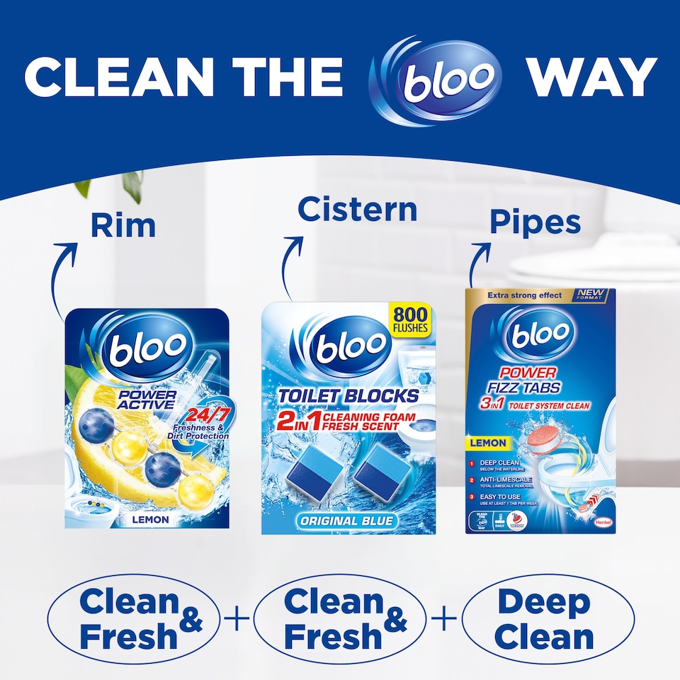 image 1 of Bloo Power Active Lemon Rim Blocks 2 x 50g