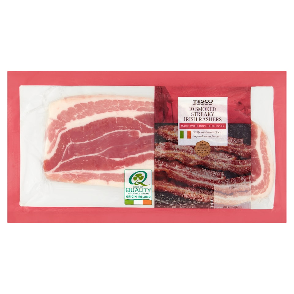 Tesco Irish Smoked Streaky Rashers 253G