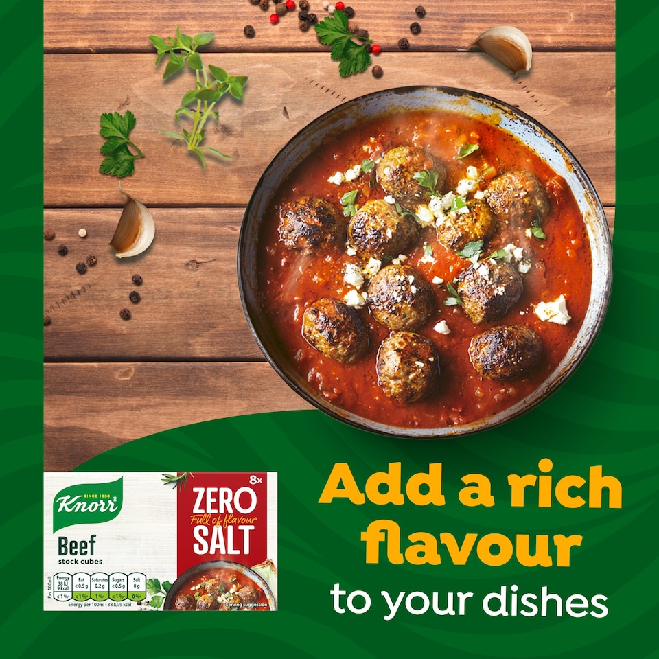 image 1 of Knorr Zero Salt Beef Stock cubes 8x9g