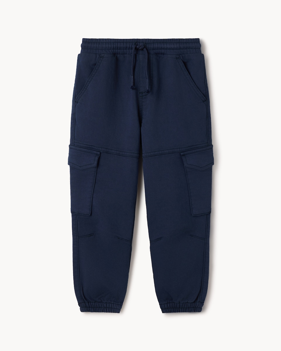 image 1 of F&F Boys Cotton Rich Cargo Joggers in Navy