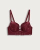 image 4 of F&F Floral Embroidered Longline Corset Bra in Burgundy