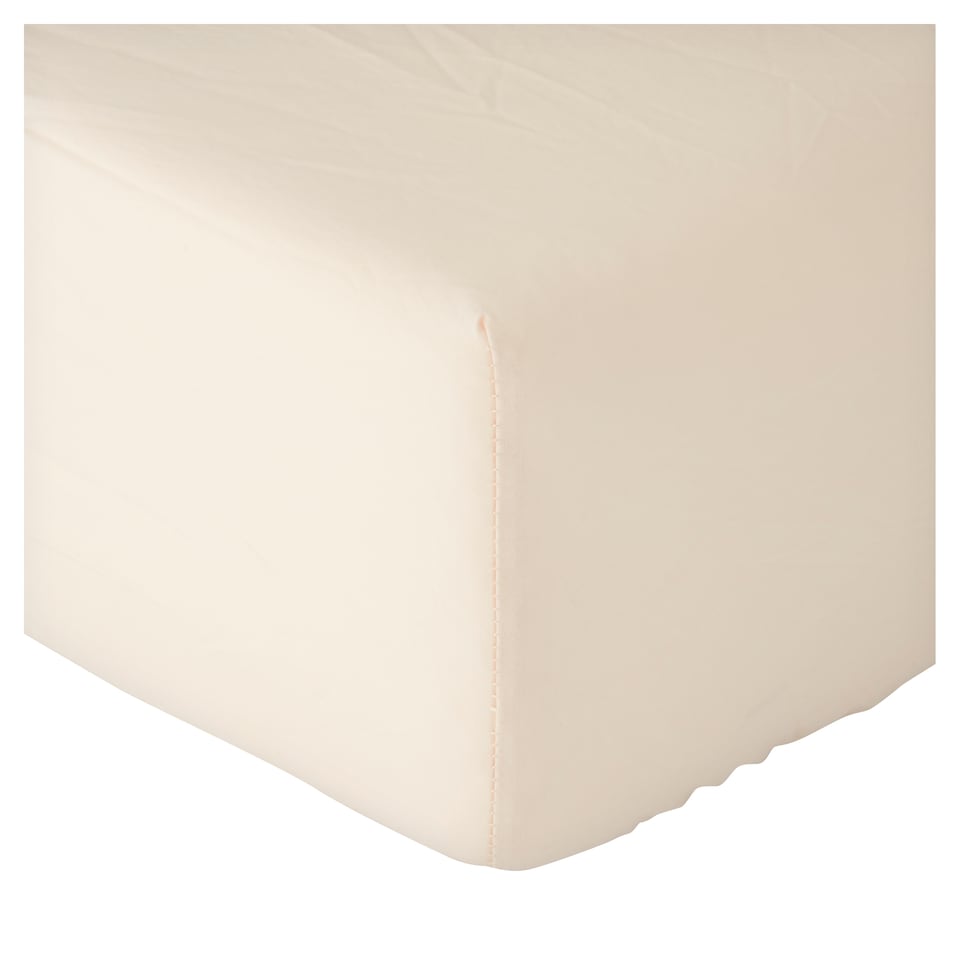 F&F Home 100% Washed Cotton Ivory Fitted Sheet Double