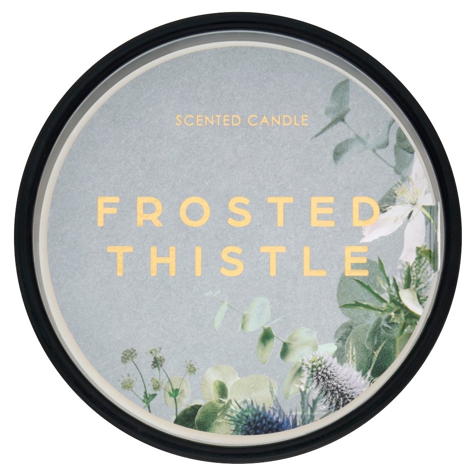 image 1 of F&F Home Floral Bouquet Large Candle Frosted Thistle 440g