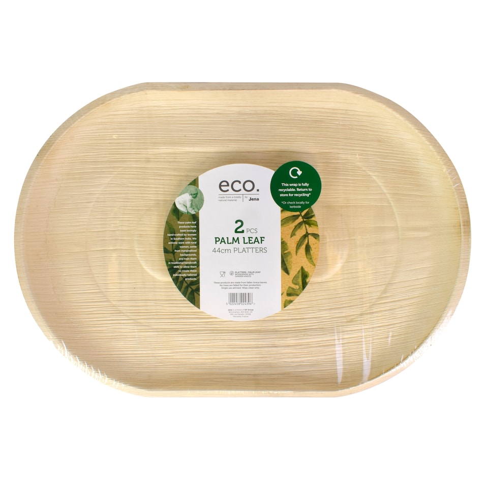 Jena Palm Leaf Large Oval Platter 44Cm - 2 Pack