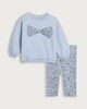 image 1 of F&F Baby 2-Piece Cotton Rich Floral Bow Sweatshirt and Leggings Set in Blue