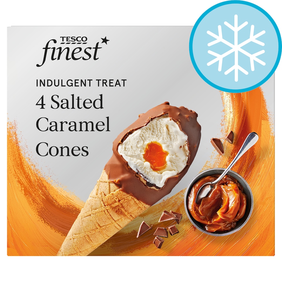 image 1 of Tesco Finest 4 Salted Caramel Cones 340g