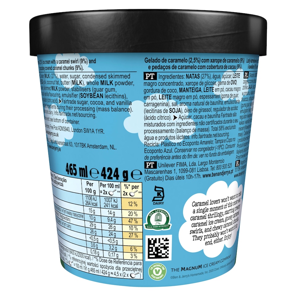 image 1 of Ben & Jerry's Caramel Chew Chew Ice Cream Tub 465ml
