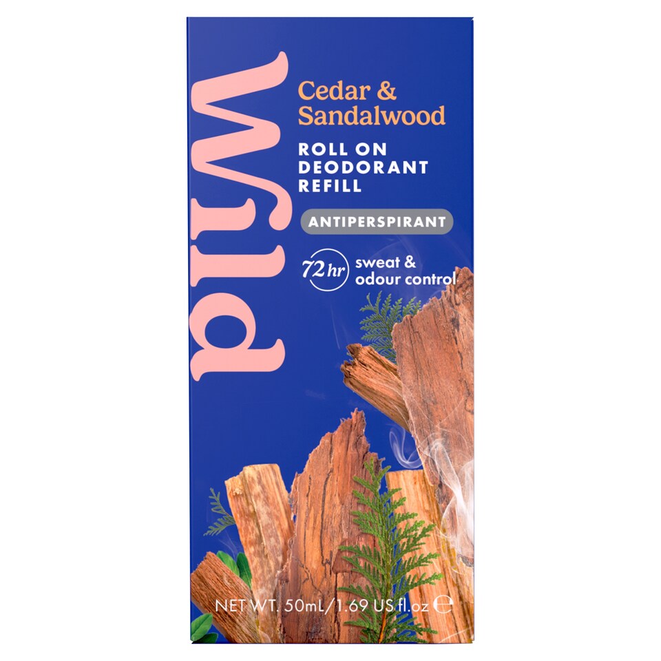 Wild Cedar & Sandalwood Roll On Deodorant Refill Antiperspirant 72 Hour 50ml
