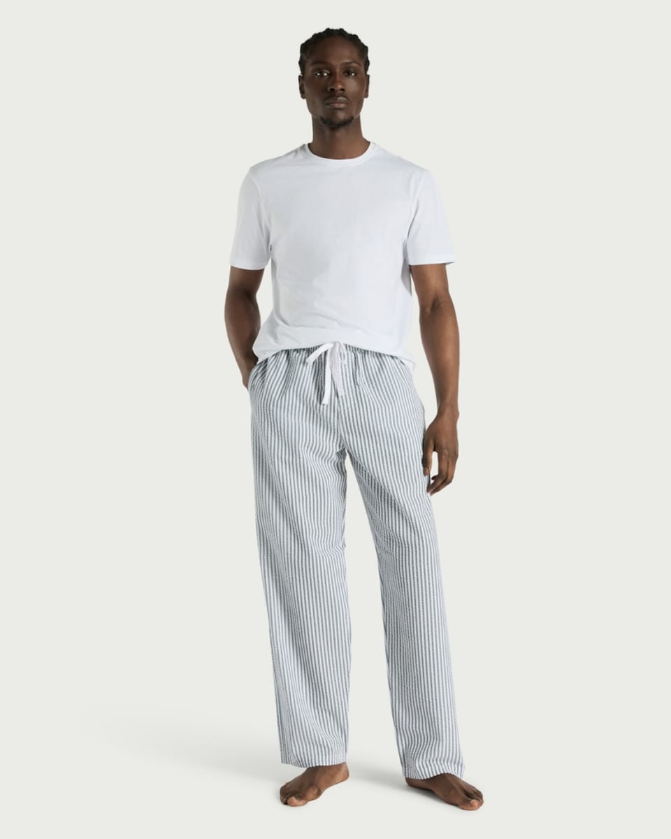 image 1 of F&F Striped Drawstring Pyjama Bottoms in Multi