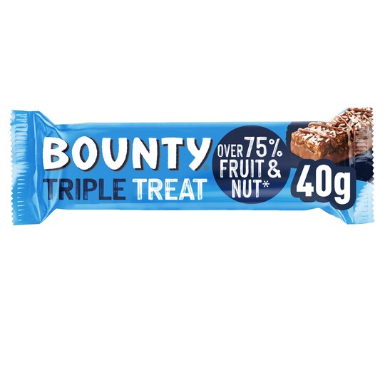 Bounty Triple Treat Fruit Nut & Chocolate Bar 40G Tesco Groceries