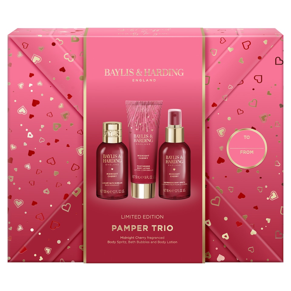 image 1 of Baylis & Harding Midnight Cherry  Pamper Trio Gift Set