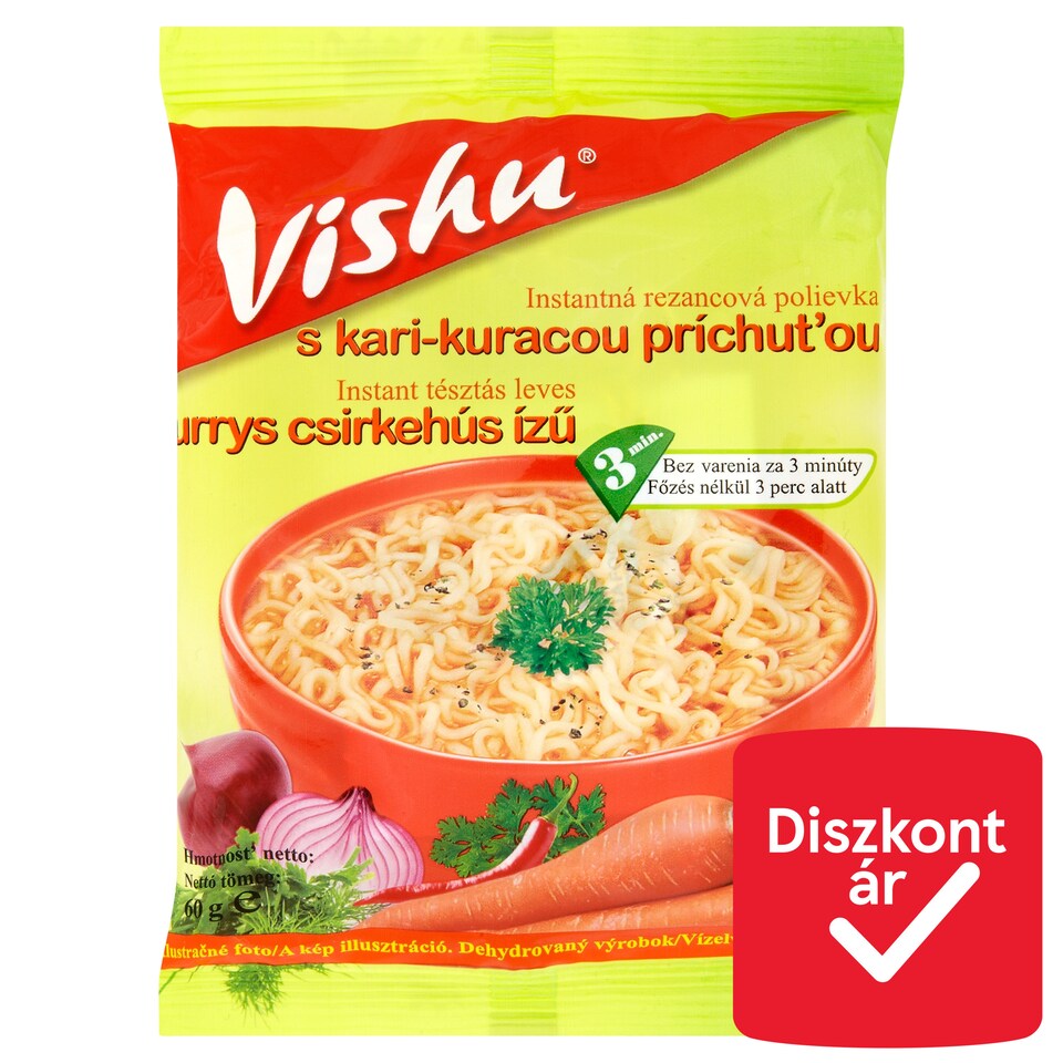 Vishu currys csirkehús ízű instant tésztás leves 60 g