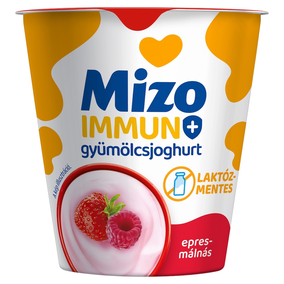 Mizo Immun+ epres-málnás, laktózmentes, élőflórás gyümölcsjoghurt 125 g
