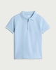 image 4 of F&F Boys Popcorn Textured Zip Neck Polo Shirt in Blue