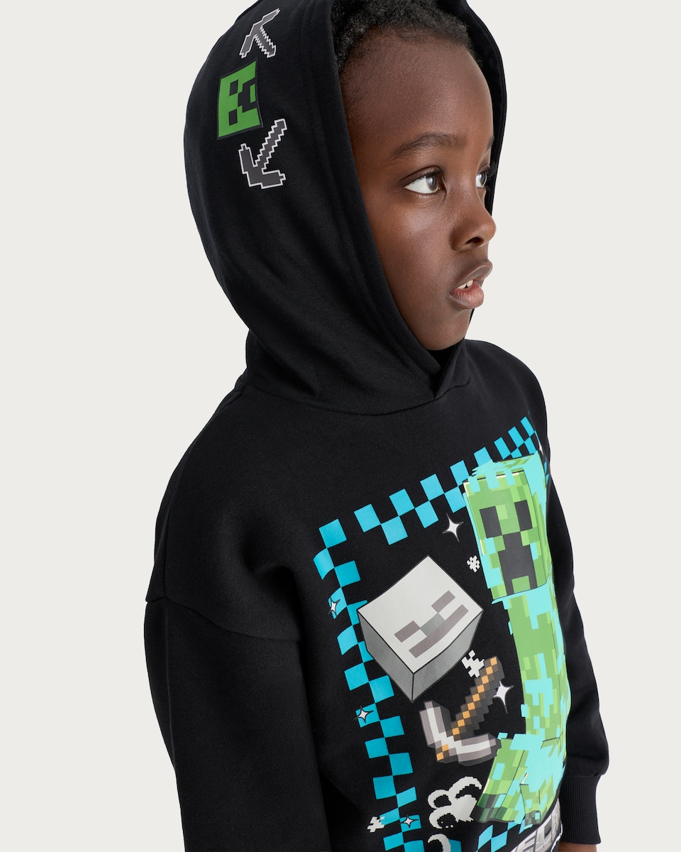 image 1 of Minecraft Creeper Cotton Rich Hoodie in Grey