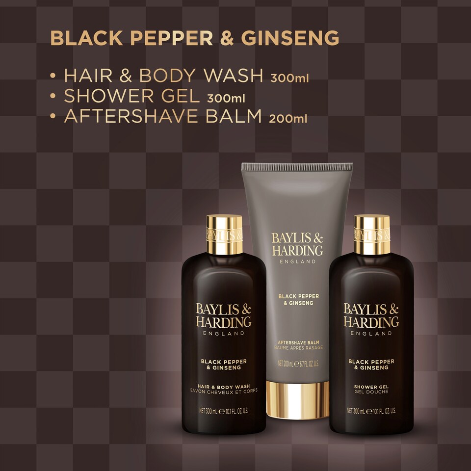image 1 of Baylis & Harding Black Pepper & Ginseng Men's Bathing Gift Set