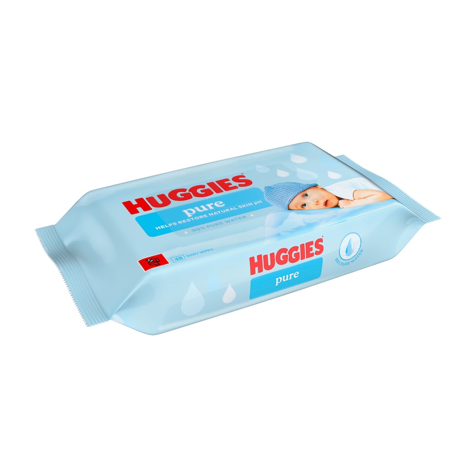 image 1 of Huggies Pure 0% Plastic Baby Wipes 48 Wipes