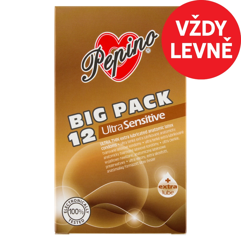 Pepino Ultra Sensitive Ultra Thin Extra Lubricated Anatomic Latex Condoms 12 pcs
