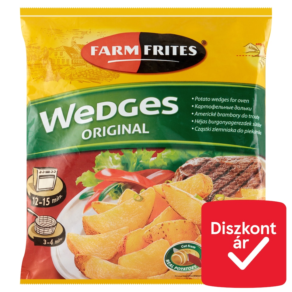 Farm Frites elősütött, gyorsfagyasztott, félkész héjas burgonyagerezdek sütőbe 600 g