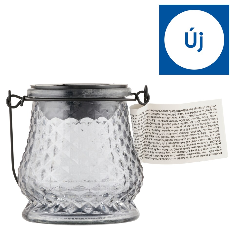 GM3004 műanyag & üveg napelemes lámpa 8,5 x 9,8 cm