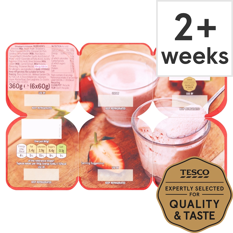 TESCO Strawberry Mousse 6X60g