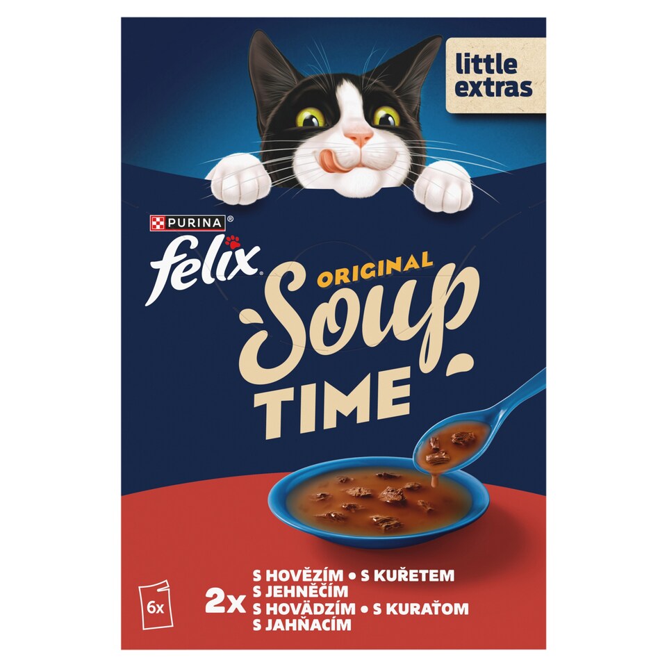 FELIX Soup Time Original s hovädzím, kuraťom, jahňacím 6 x 48 g