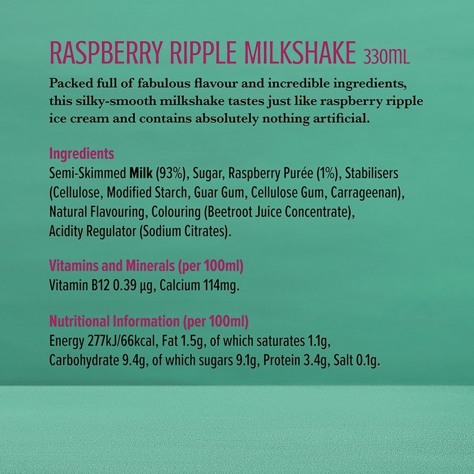 image 1 of Shaken Udder Raspberry Ripple Milkshake 330ml