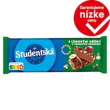 ORION Študentská pečať Mliečna čokoláda s kúskami lieskových orieškov, s hrozienkami a želé 90 g