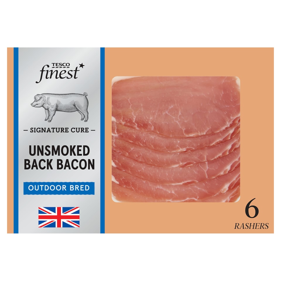 Tesco Finest Signature Cure 6 Unsmoked Back Bacon 240g