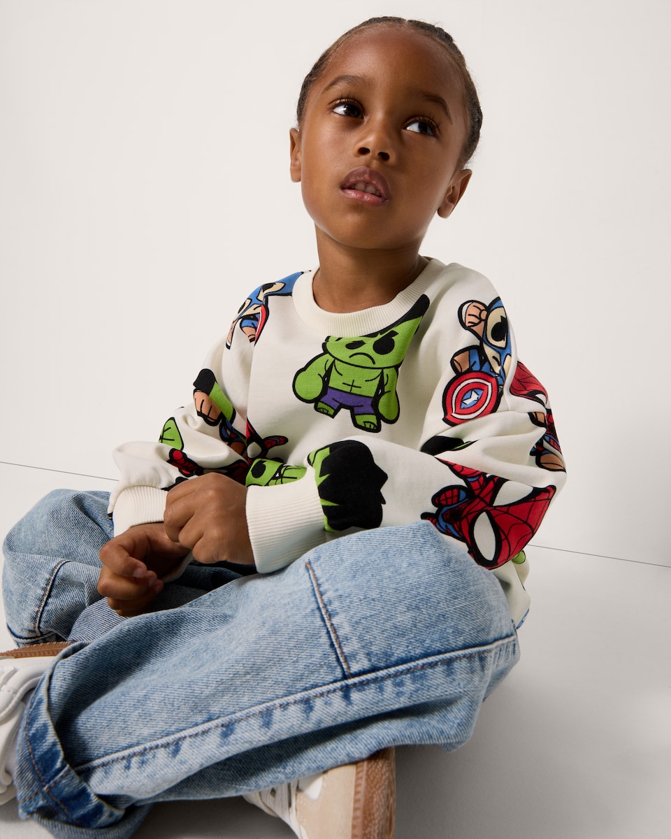 image 1 of Marvel Cotton Rich Sweatshirt in Cream