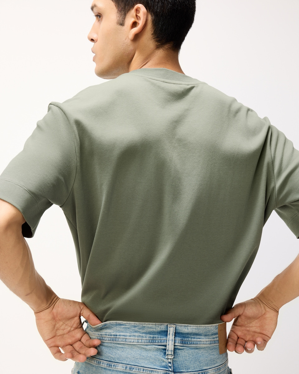 image 1 of F&F Pure Cotton Relaxed Fit T-Shirt in Khaki