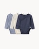 image 1 of F&F Baby 3-Pack Cotton Rich Bodysuits in Blue