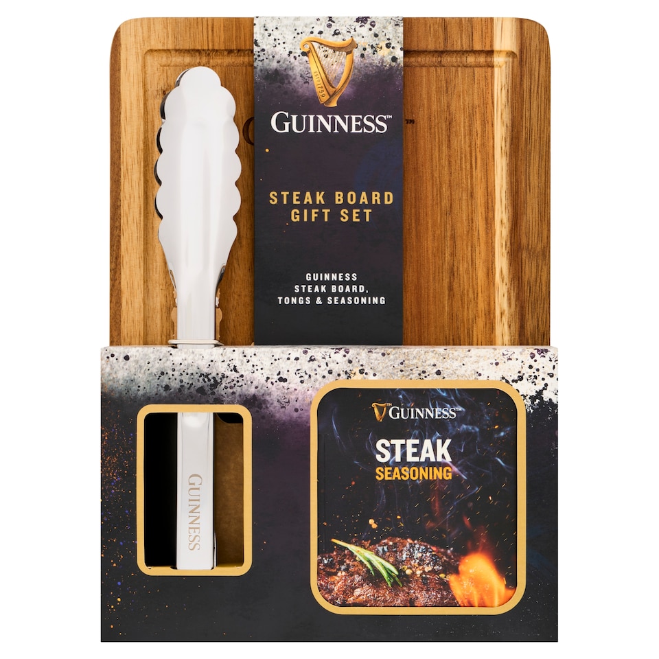 Guinness Steak Board Seasoning and Tongs Gift Set