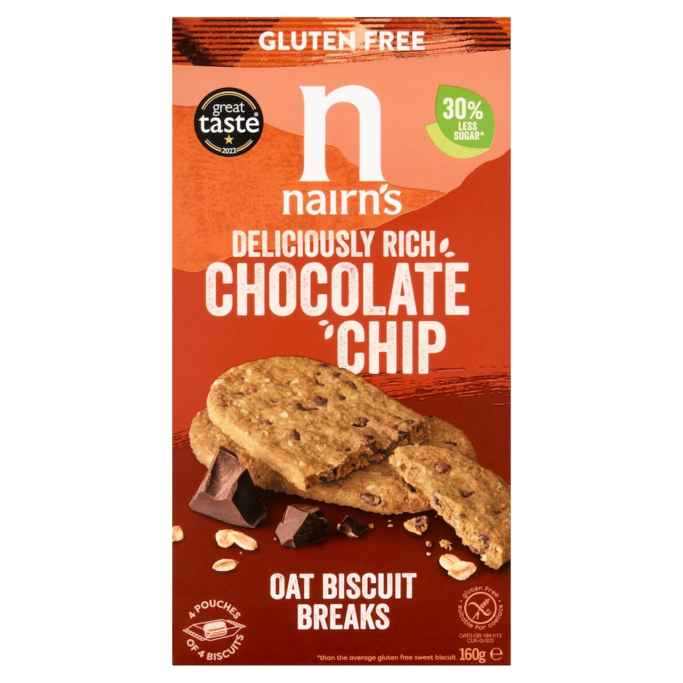 Nairn's Gluten Free Biscuit Breaks - Oats & Chocolate Chip 160g