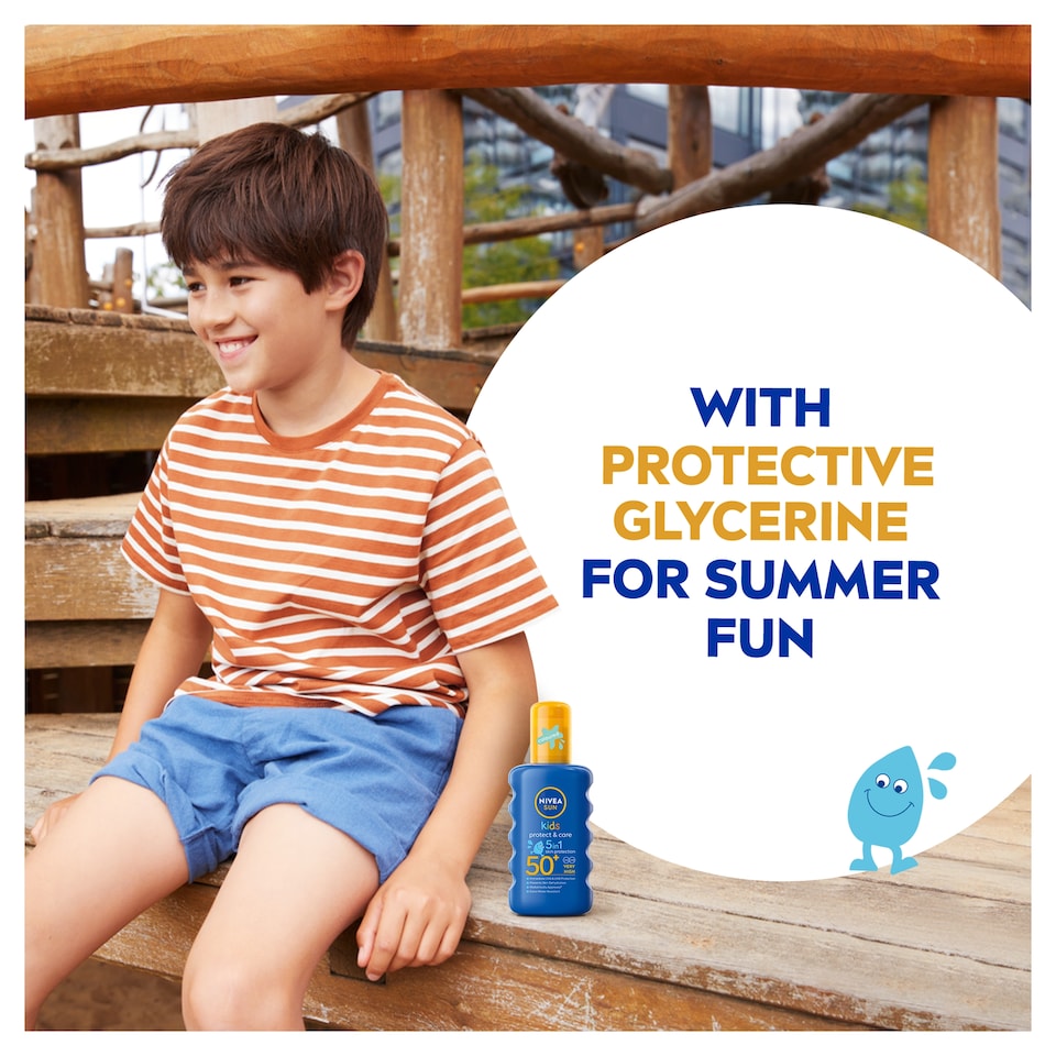 image 1 of NIVEA SUN Kids Protect & Care Coloured Sun Cream Spray SPF50+ 200ml