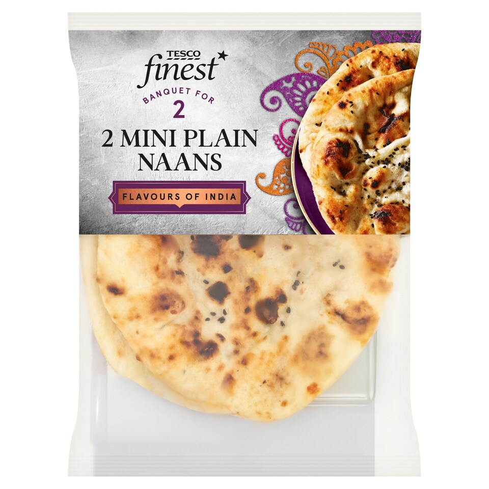 Tesco Finest 2 Mini Plain Naans