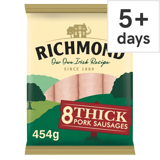 Richmond 8 Thick Pork Sausages 454G Tesco Groceries
