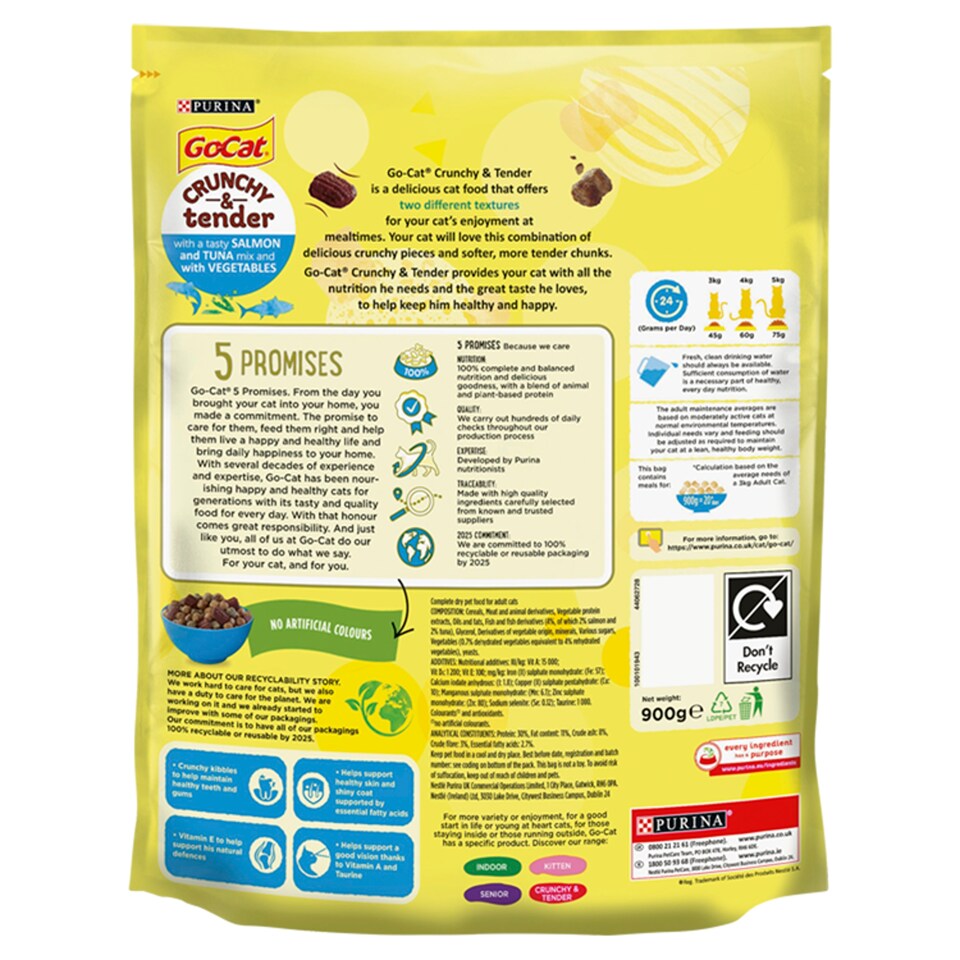image 1 of Go-Cat Crunchy & Tender Salmon Tuna Vegetable 900G
