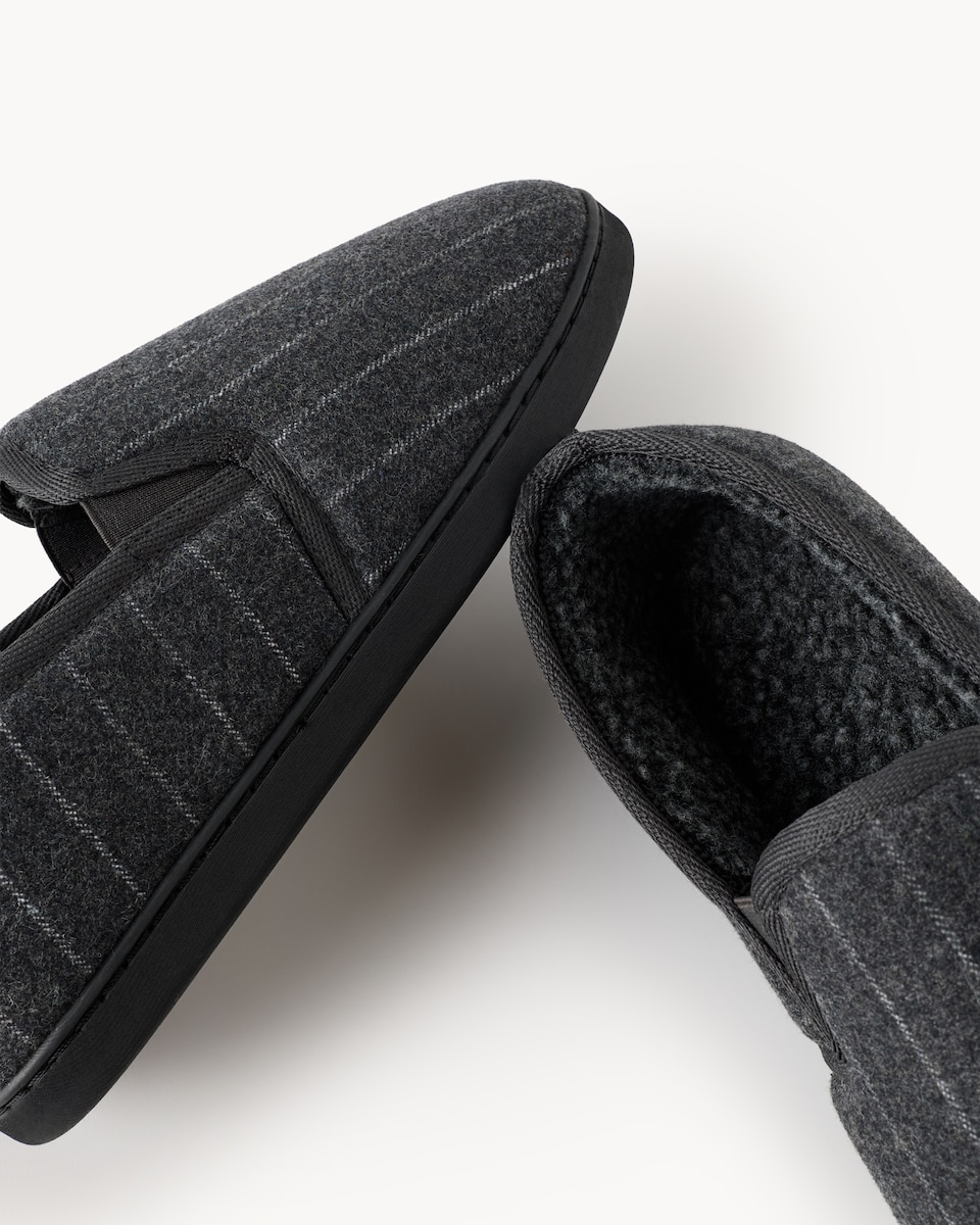 image 1 of F&F Striped Closed Back Slippers in Grey