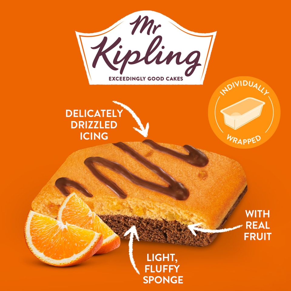 image 1 of Mr Kipling Chocolate Orange Lunchbox Cake Slices 4 pack