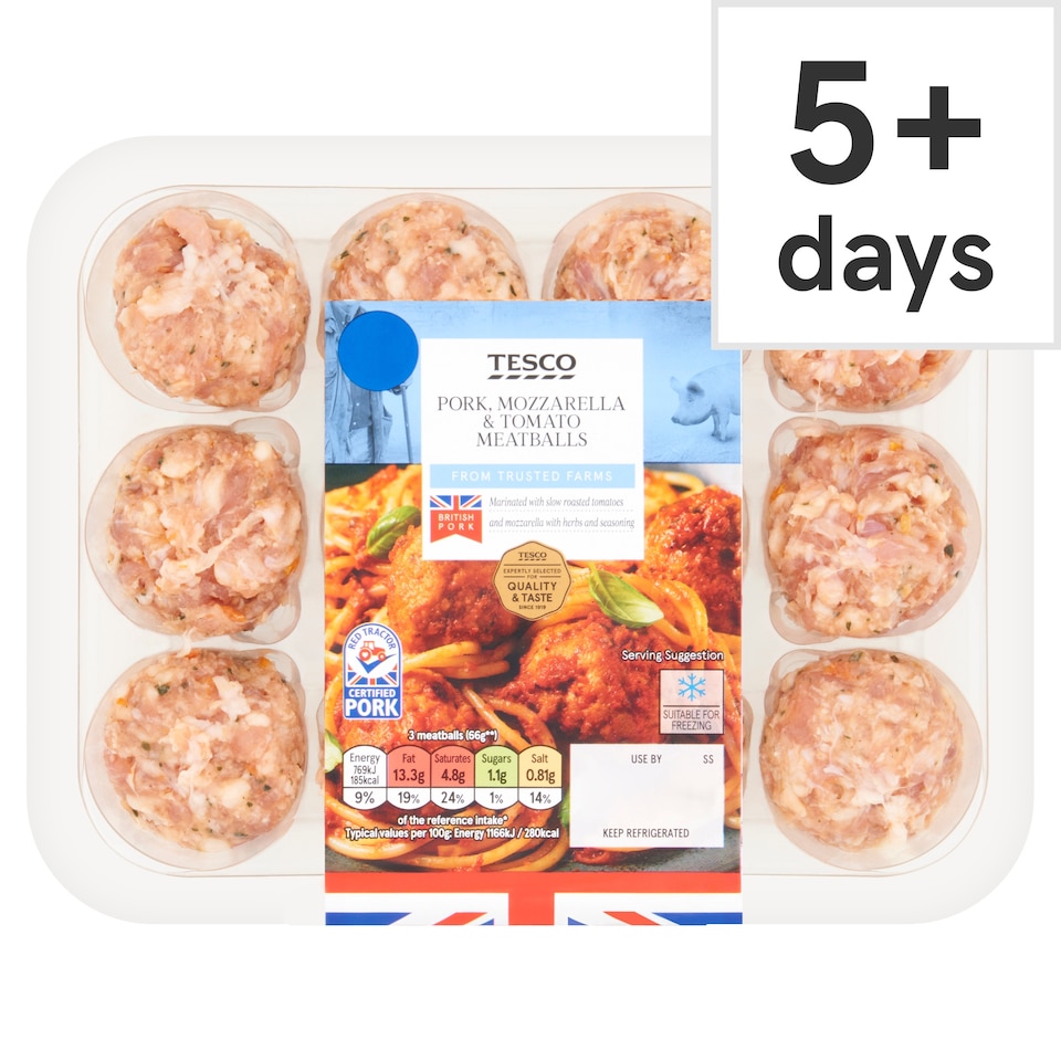 Tesco Pork, Mozzarella & Tomato Meatballs 336g