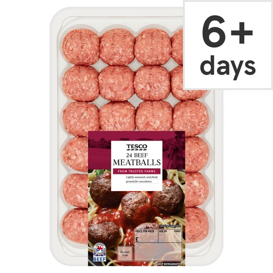 Tesco 24 Beef Meatballs 672G Tesco Groceries