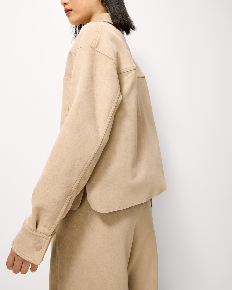 image 1 of F&F Faux Suede Shacket in Tan