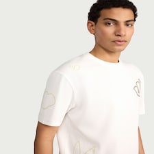F&F Edit Pure Cotton Embroidered T-Shirt in Ecru