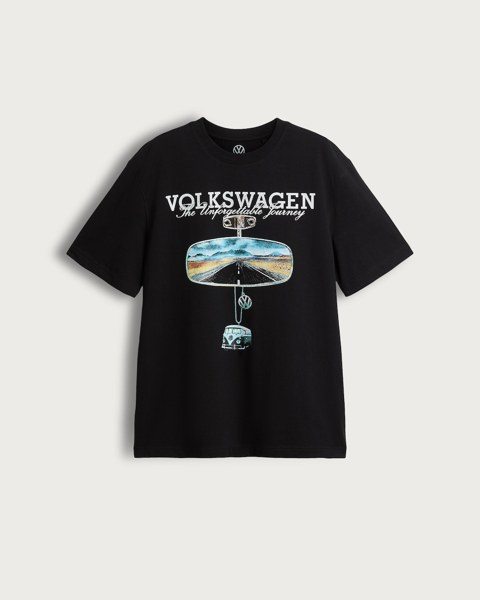 image 1 of VW Volkswagen Pure Cotton The Unforgettable Journey T-Shirt in Black
